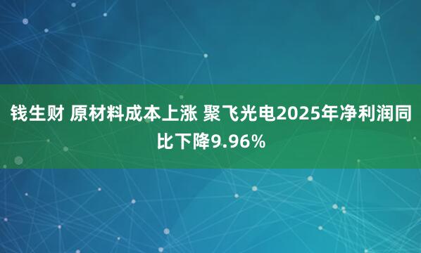钱生财 原材料成本上涨 聚飞光电2025年净利润同比下降9.96%