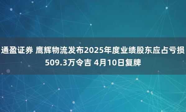 通盈证券 鹰辉物流发布2025年度业绩股东应占亏损509.3万令吉 4月10日复牌