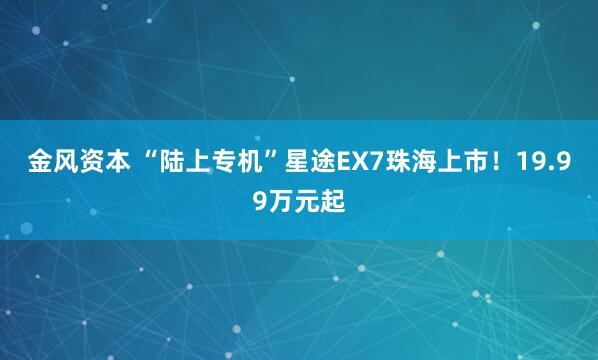 金风资本 “陆上专机”星途EX7珠海上市！19.99万元起